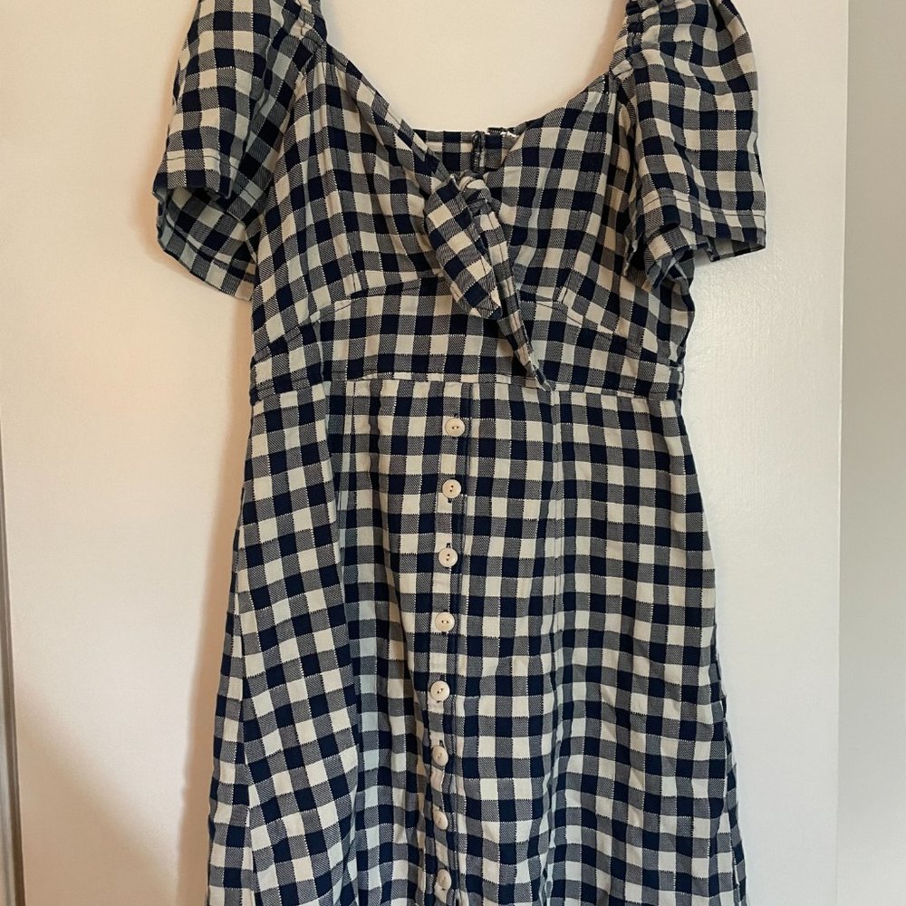 Madewell Navy and White Plaid Dress